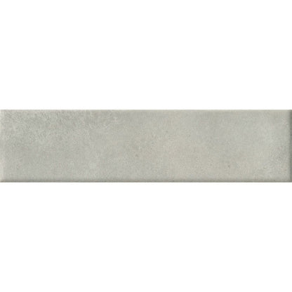 Room scene featuring Cera Grigio Cenere matte porcelain wall tiles on a wall