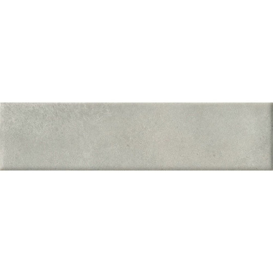 Room scene featuring Cera Grigio Cenere matte porcelain wall tiles on a wall