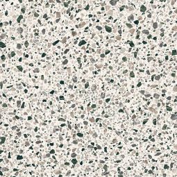 Close-up view of a single Civic Multicolour Cold matte porcelain tile, showing its fragmented terrazzo-like pattern with cool-toned specks.