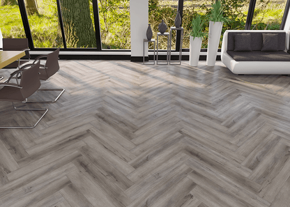 CYRUS FLOORS Herringbone Vinyl SPC - Frosted AS001 - D & R Flooring