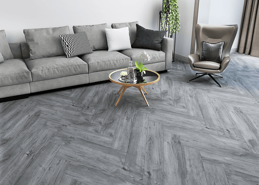 CYRUS FLOORS Herringbone Vinyl SPC - Grey Tint AS002 - D & R Flooring
