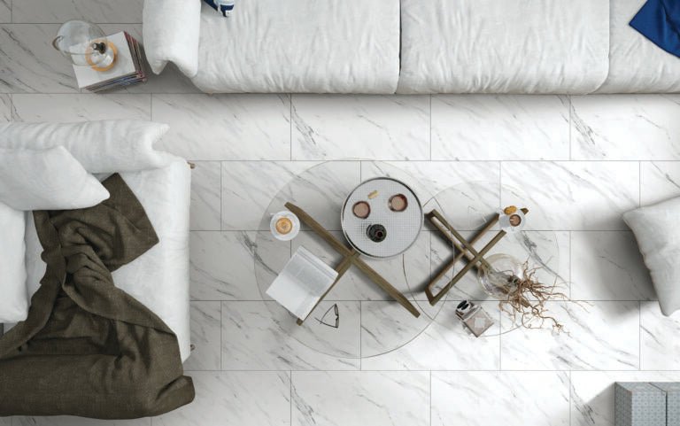 Taiga Prism 2 Viny Glue Down Tile - White Marble - T - D & R Flooring
