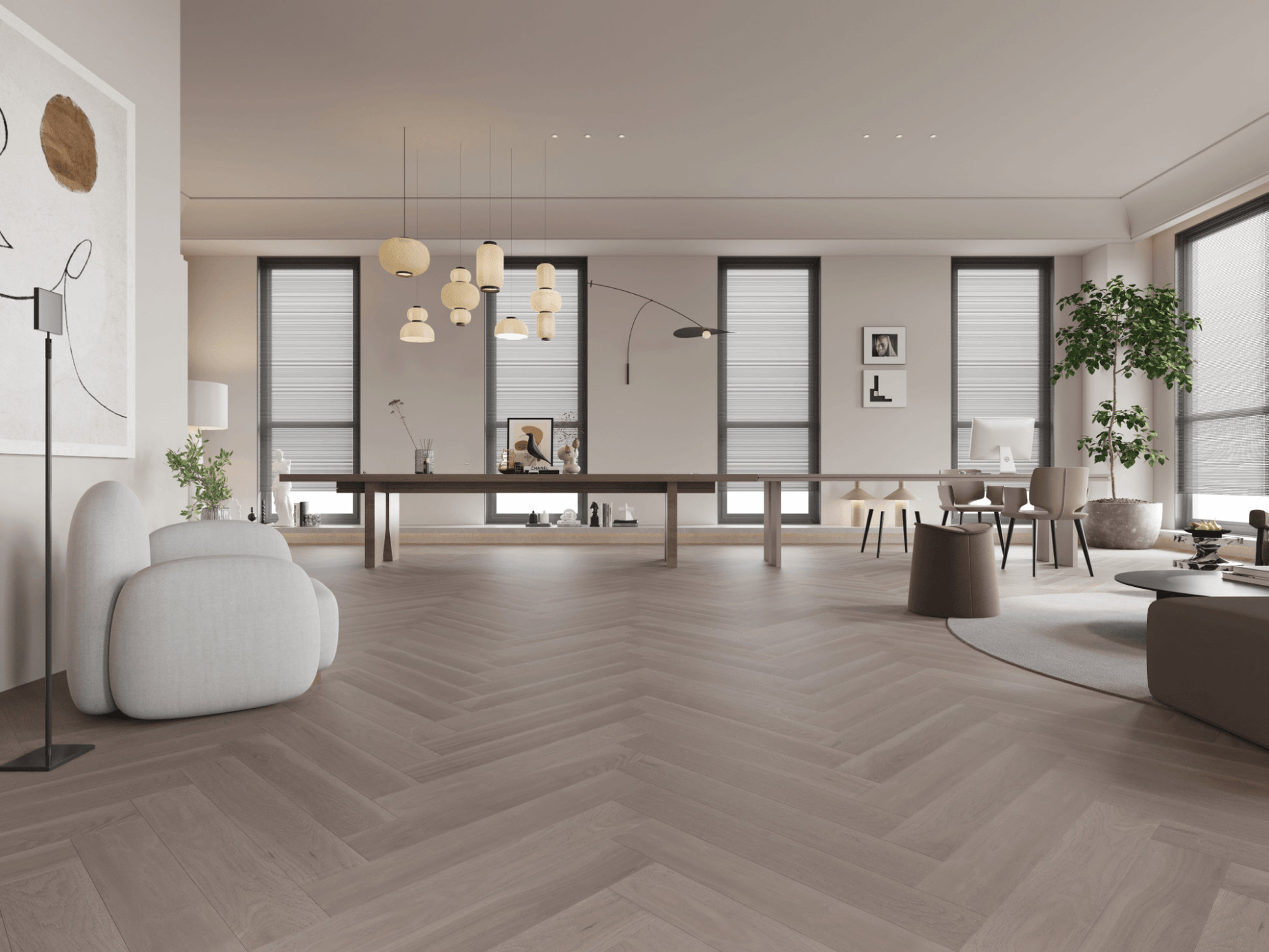 VIDAR Engineered Hardwood American Oak - Herringbone Silver Stone - D & R Flooring