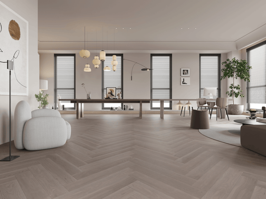VIDAR Engineered Hardwood American Oak - Herringbone Silver Stone - D & R Flooring